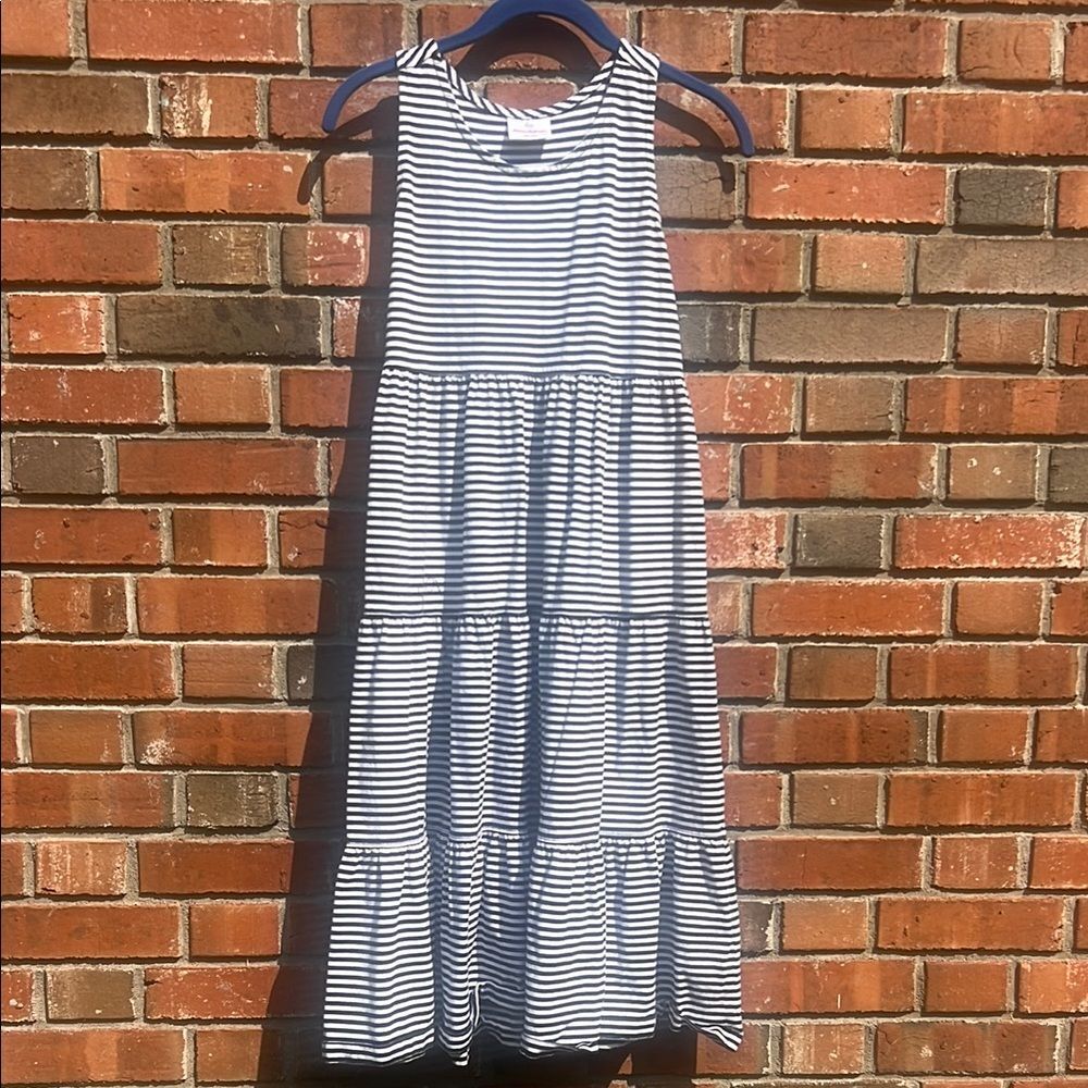 Hanna Anderson Girl’s Twirl Power Striped Tiered Racer Back Dress